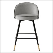 Tabouret de Comptoir Velours Gris 24 - Cooper - Confort Assuré - Pacific Compagnie.