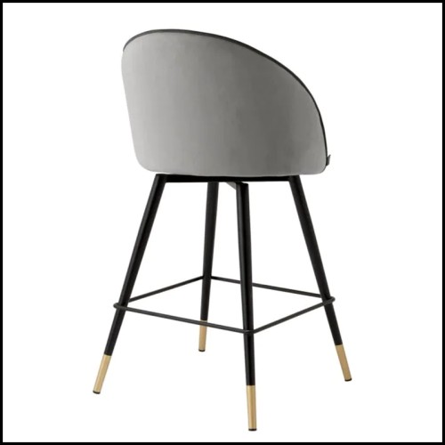 Tabouret de Comptoir Velours Gris 24 - Cooper - Pour Bar - Pacific Compagnie.
