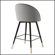 Tabouret de Comptoir Velours Gris 24 - Cooper - Pour Bar - Pacific Compagnie.