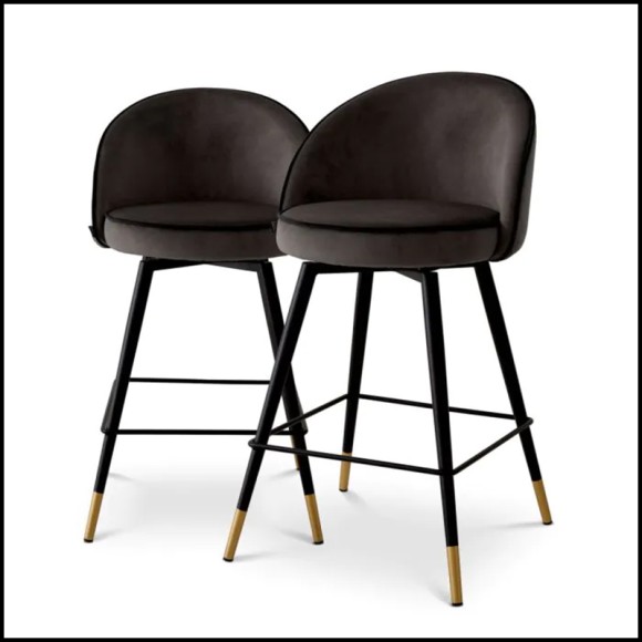 Tabouret de Comptoir Velours noir 24- Cooper