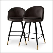 Tabouret de comptoir Velours noir 24 - Cooper - Noir Élégant - Pacific Compagnie.
