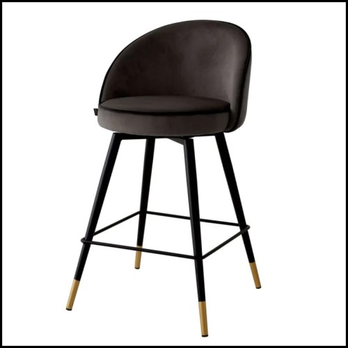 Cooper Black Velvet Counter Stool - Eichholtz