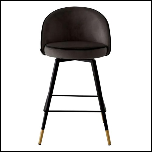 Cooper Black Velvet Counter Stool - Eichholtz