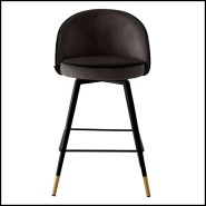 Tabouret de comptoir Velours noir 24 - Cooper - Style Chic - Pacific Compagnie.