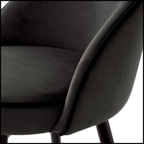 Tabouret de comptoir Velours noir 24 - Cooper - Pieds en Métal - Pacific Compagnie.