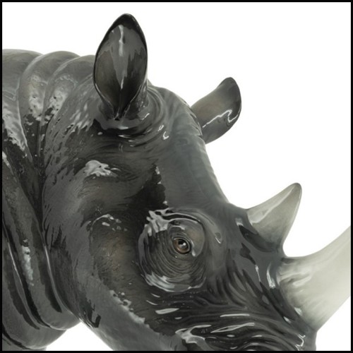 Décoration Murale 162 - Tête de Rhinocéros - Handcrafted rhino head wall mural - Pacific Compagnie.