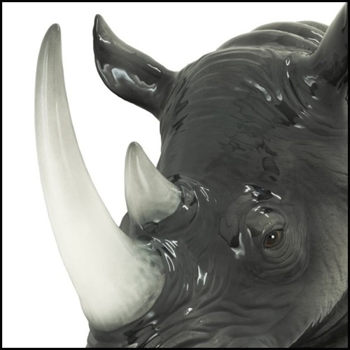 Décoration Murale 162 - Tête de Rhinocéros - Effet Bronze - Pacific Compagnie.