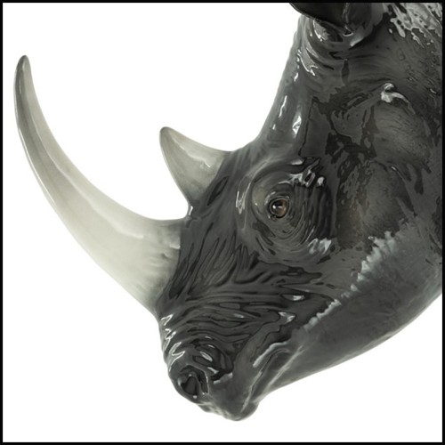 Décoration Murale 162 - Tête de Rhinocéros - Style Exotique - Pacific Compagnie.
