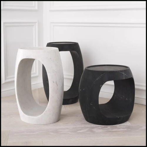 Black Marble Side Table 24- Clipper High