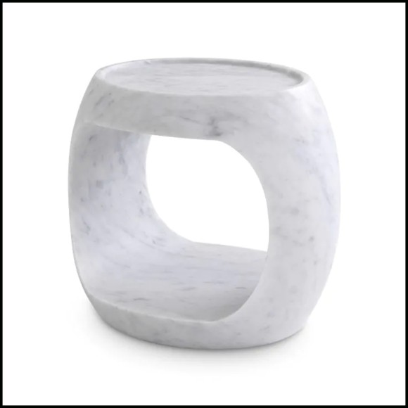 White Marble Side Table Clipper Low - Eichholtz