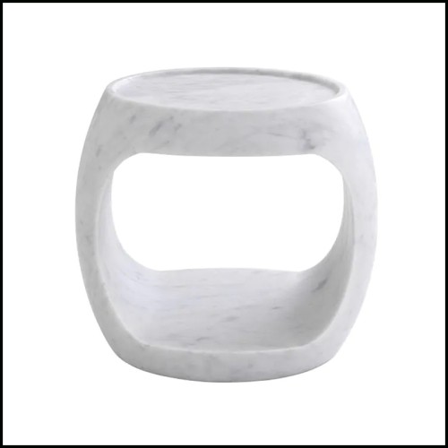 White Marble Side Table Clipper Low - Eichholtz