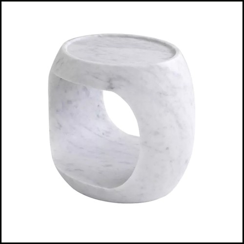 White Marble Side Table Clipper Low - Eichholtz