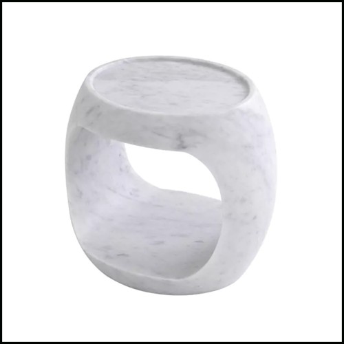 White Marble Side Table Clipper Low - Eichholtz