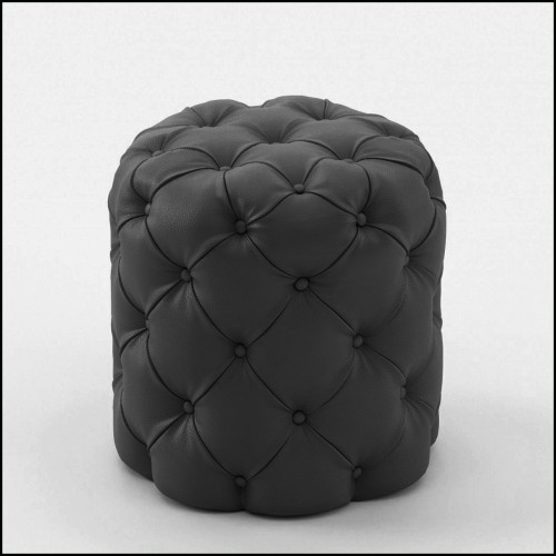 Pouf 174 - British Black Leather - Lounge - Pacific Compagnie.