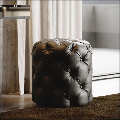 Ottoman 174-British Black Leather