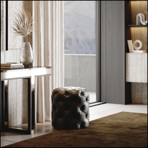 Pouf 174 - British Black Leather - Design - Pacific Compagnie.