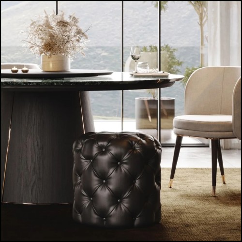 Pouf 174 - British Black Leather - Cuir noir - Pacific Compagnie.