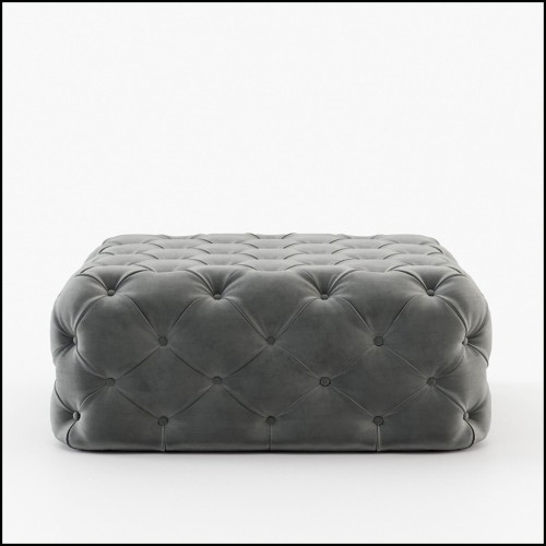 Pouf 174 - Divine Grey Velvet - Luxurious footstool in grey velvet - Pacific Compagnie.
