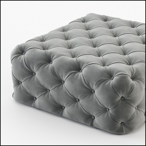 Pouf 174 - Divine Grey Velvet - Comfortable grey velvet pouf for bedroom - Pacific Compagnie.
