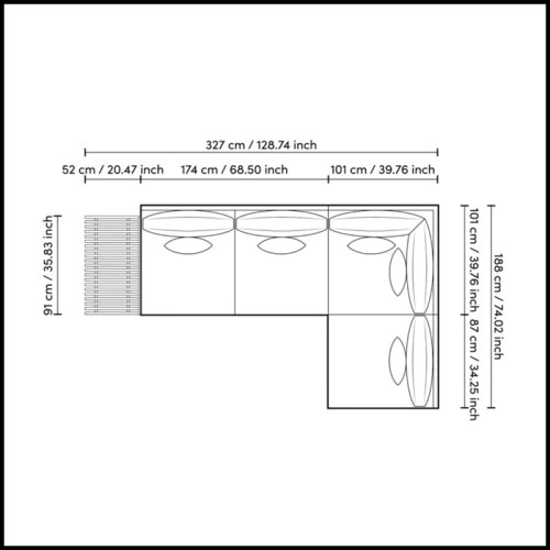 Canapé d'extérieur 24 - Royal Palm Black - Élégance noire - Pacific Compagnie.