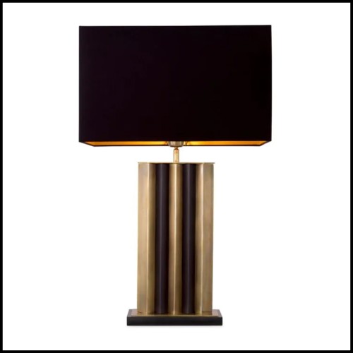 Lampe 24 - Belize - Black finish table lamp with vintage brass and granite base - Pacific Compagnie.