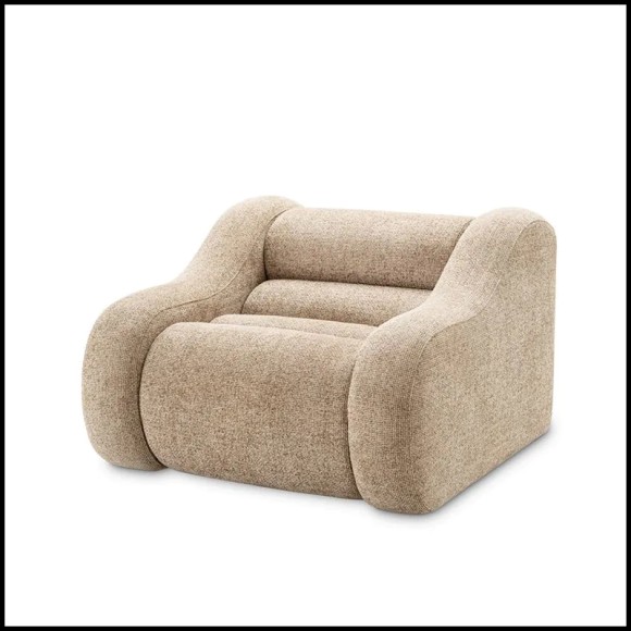 Fauteuil 24 - Carbone - Traditional pine wood armchair with Carbone design and Lyssa Sand fabric - Pacific Compagnie.