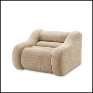Fauteuil 24 - Carbone - Traditional pine wood armchair with Carbone design and Lyssa Sand fabric - Pacific Compagnie.