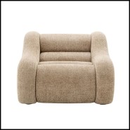 Fauteuil 24 - Carbone - Pine wood armchair with Lyssa Sand fabric upholstery - Pacific Compagnie.