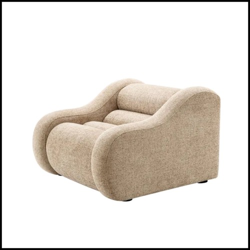 Fauteuil 24 - Carbone - Modern armchair with pine wood frame and Lyssa Sand fabric - Pacific Compagnie.