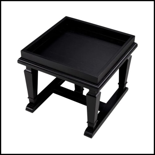 Table d'Appoint 24 - Americana - Black veneer side table with Mindi wood legs - Pacific Compagnie.