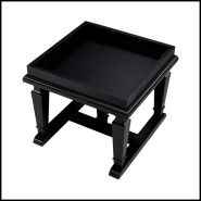 Table d'Appoint 24 - Americana - Black veneer side table with Mindi wood legs - Pacific Compagnie.