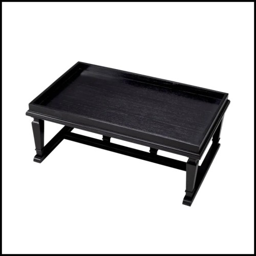 Table basse 24 - Americana - Black veneer coffee table with Mindi wood, modern living room furniture - Pacific Compagnie.