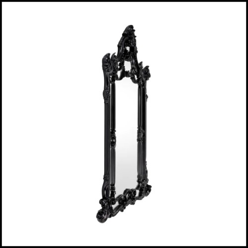 Miroir 24 - Chippendale - Elegant mahogany wood mirror with black finish and bevelled edges, luxurious decoration - Pacific Comp