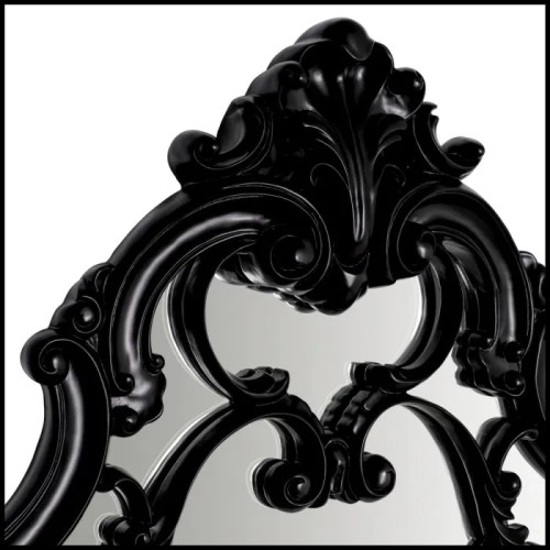 Miroir 24 - Chippendale - Mahogany wood framed mirror with Chippendale style and black finish, sophisticated furniture - Pacific