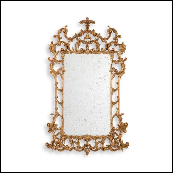 Miroir 24 - Rococo - Gold finished mahogany wood mirror with antique glass - Pacific Compagnie.