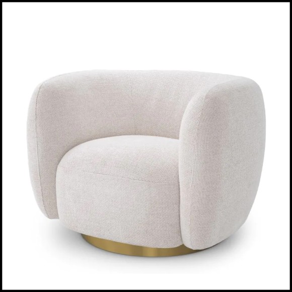 Fauteuil pivotant 24 - Roxy | Elegant swivel chair with pine wood and brushed brass accents - Pacific Compagnie.