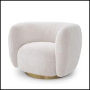 Fauteuil pivotant 24 - Roxy | Elegant swivel chair with pine wood and brushed brass accents - Pacific Compagnie.