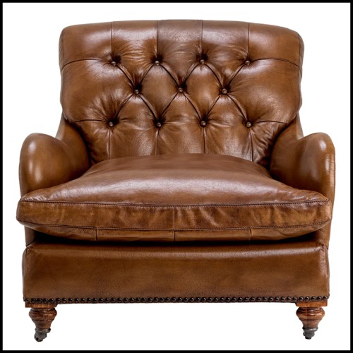 Fauteuil 24 - Caledonian - Eichholtz tobacco leather armchair - Pacific Compagnie.