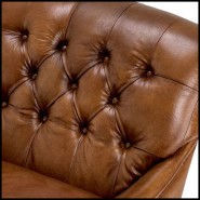 Fauteuil 24 - Caledonian - Indoor armchair with antique brass details and tobacco leather upholstery - Pacific Compagnie.