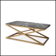 Table basse 24 - Criss Cross Marbre - Sleek stainless steel and marble coffee table for living room - Pacific Compagnie.