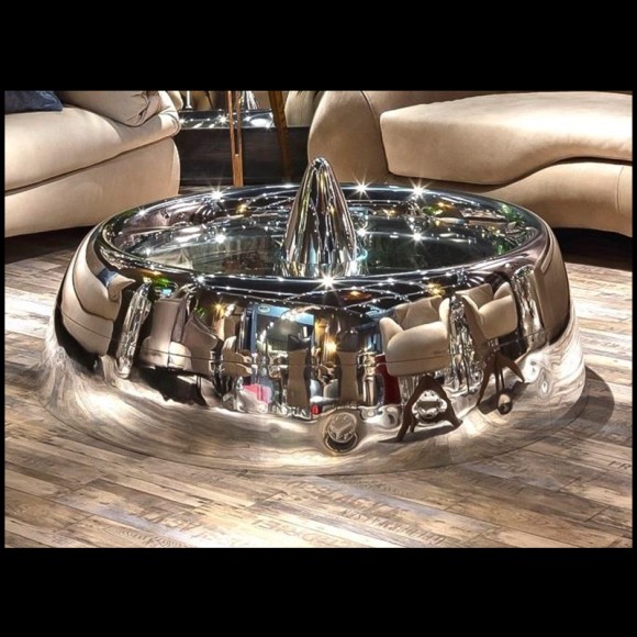 Table basse 22 - réacteur d'avion DC9 - Airplane reactor-themed coffee table, combining aeronautical elements with modern furnit