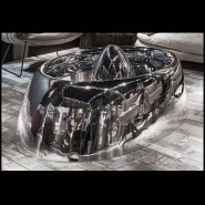 Table basse 22 - réacteur d'avion DC9 - A sleek coffee table inspired by airplane reactor design, made from aeronautical materia