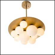 Lustre 24 - Orsini - Chandelier with white glass globes and antique brass finish - Pacific Compagnie.