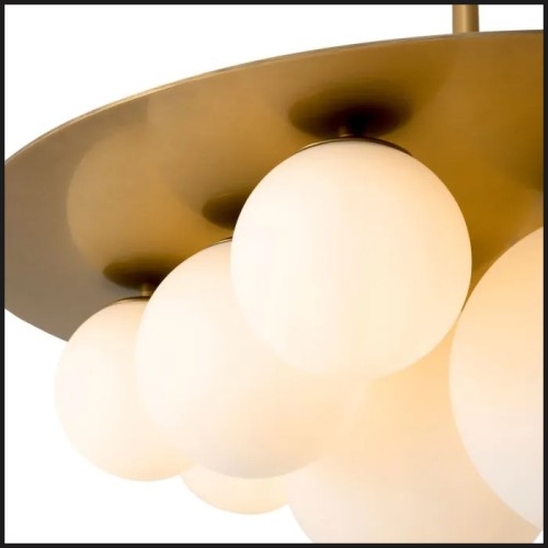 Lustre 24 - Orsini - Luxurious Eichholtz chandelier with white glass and brass accents - Pacific Compagnie.