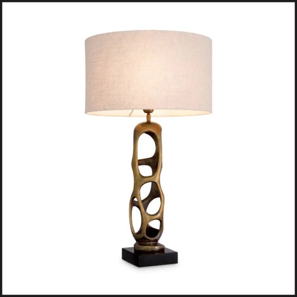 Lampe 24 - Kearny - Table lamp with black granite base and linen shade in Kearny design - Pacific Compagnie.