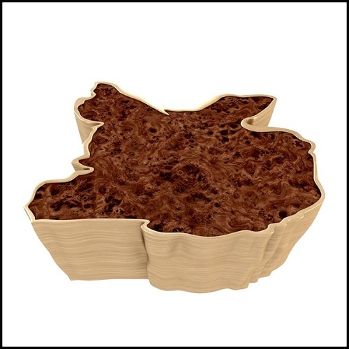 Table basse 155 - Walnut Top - Walnut top coffee table with storage and shelves - Pacific Compagnie.