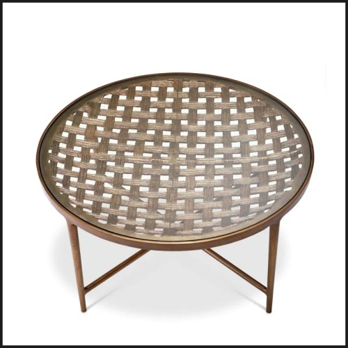Table Basse 24 - Sorrento - Elegant coffee table with clear glass top and antique brass finish - Pacific Compagnie.