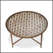 Table Basse 24 - Sorrento - Elegant coffee table with clear glass top and antique brass finish - Pacific Compagnie.