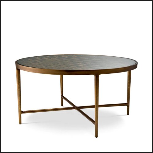 Table Basse 24 - Sorrento - Luxury coffee table featuring clear glass and antique brass details - Pacific Compagnie.