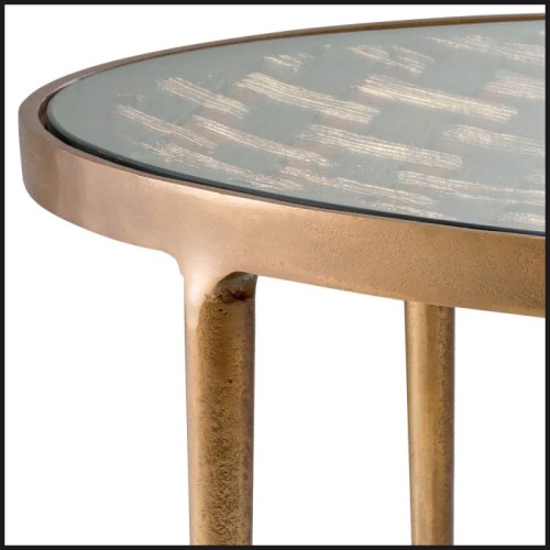 Table Basse 24 - Sorrento - Sleek coffee table with clear glass top and antique brass base - Pacific Compagnie.